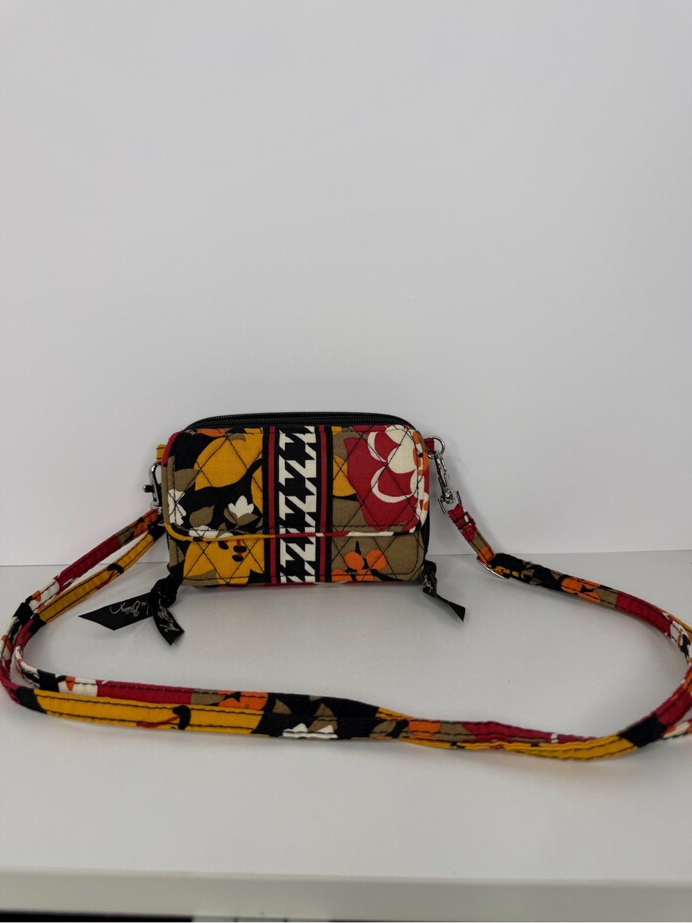 Vera Bradley Quilted Crossbody Bag in Yellow, Red, Black